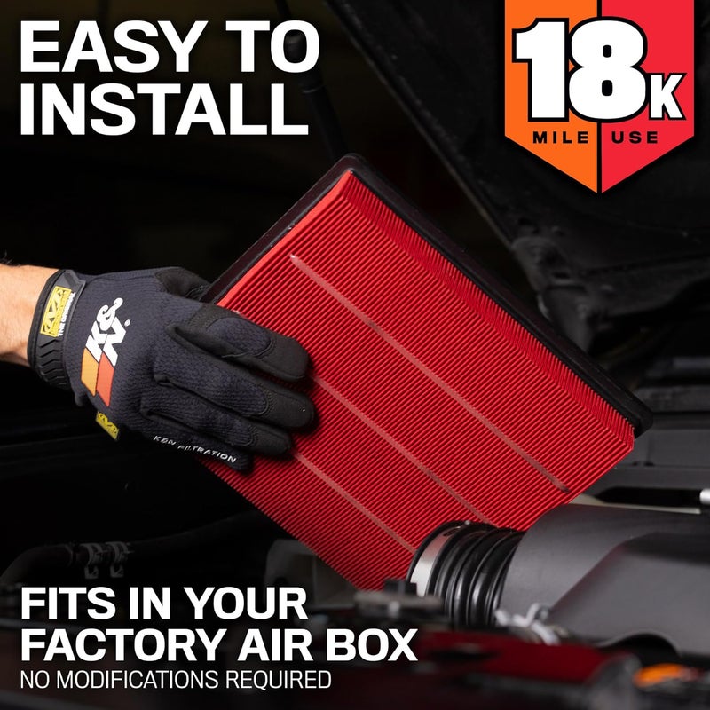 Kn Engine Air Filter: Long Life 18,000 Mile Replacement Air Filter: Compatible with 2010-2019 Jeep/Dodge SUV V6/V8 (Grand Cherokee, Durango), KNA-2457 - Image 4